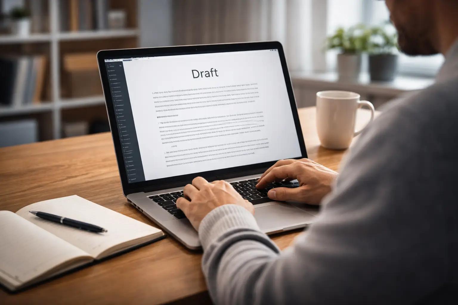 Professional ghostwriter creating content on behalf of clients in a confidential writing environment