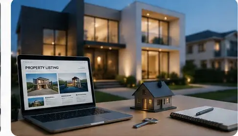 HOME Modern real estate business and property marketing concept.